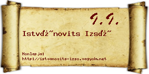 Istvánovits Izsó névjegykártya